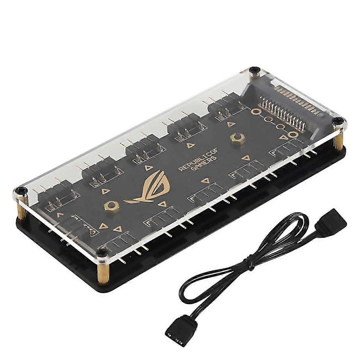 For 5v 3pin Rgb Led Splitter 10port Hub With 50cm 3pin Extension Cord Perfect For Lots Of Rgb