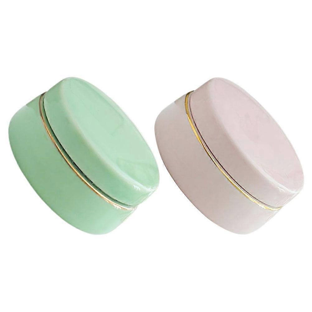 Airtight Tea Canister 2Pcs Mini Container For Bathroom Cosmetics Storage Round Shape With Dustproof Feature