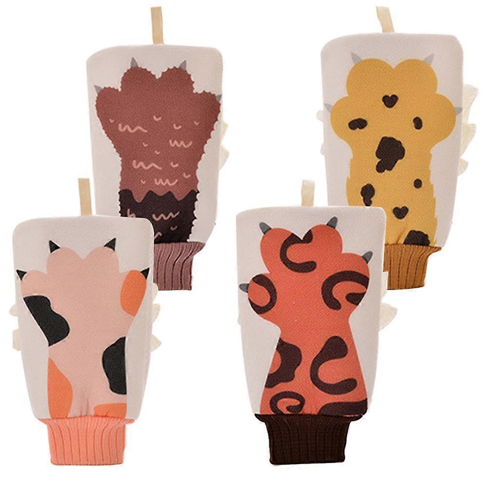 Exfoliating Mitt Adorable Pattern Body Scrubber For Toddlers Bathing 24x14cm 4Pcs
