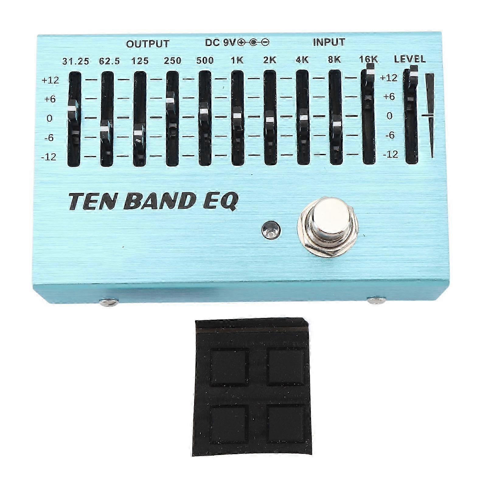 2025 10 EQ Single Block Gitarre Bass Mini Equalizer Effektpedal mit True Bypass Aluminium Body Band Controller DC9V