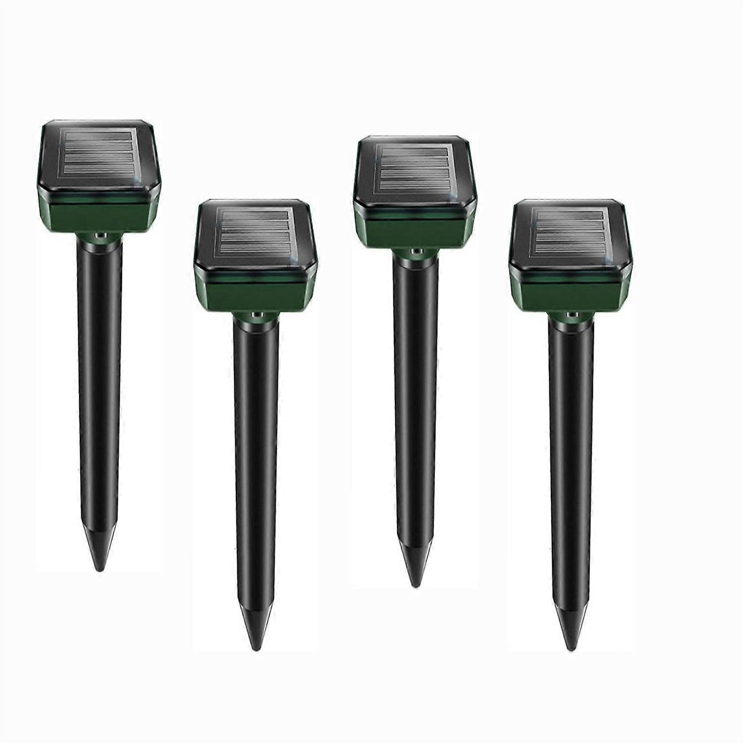 D7Q 4Pcs Mole Repellent Solar Powered Gopher Repellent Ultrasonic E0O Deterrent Spikes for Lawn Gard