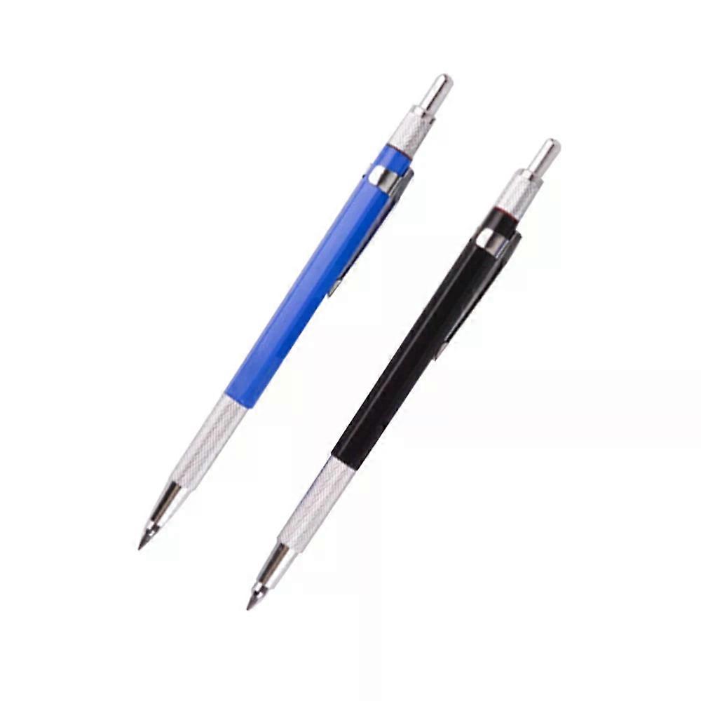 Mechanical Pencils, 2 Pcs Metal Mini Drawing Writing Pencils with Leads, Retractable Tip for Students