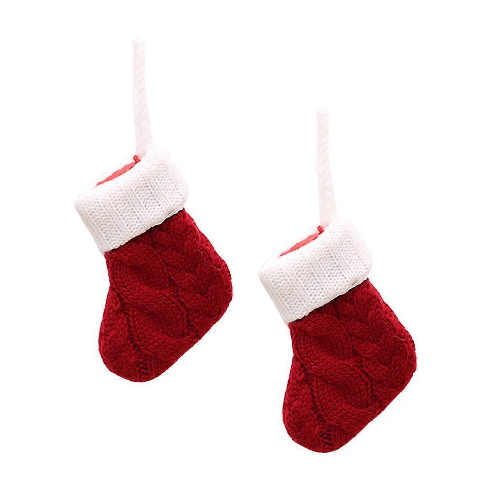 Christmas Cutlery Holders 4Pcs Knitting Socks For Tableware Red Color