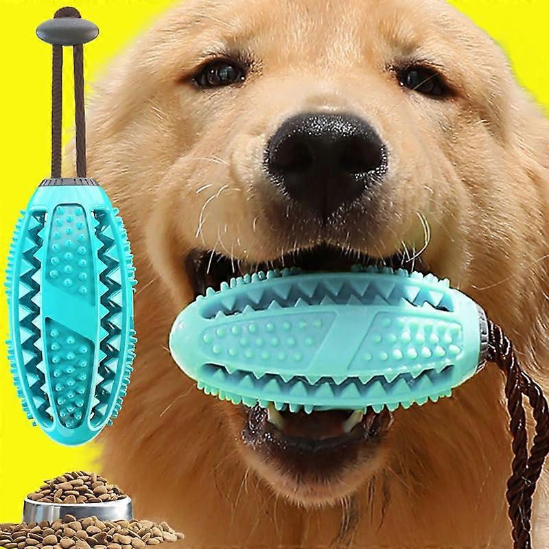 Multifunctional Dog Toy Ball, Teeth Cleaning and  Dispenser, Rubber Chew Toy, Turquoise