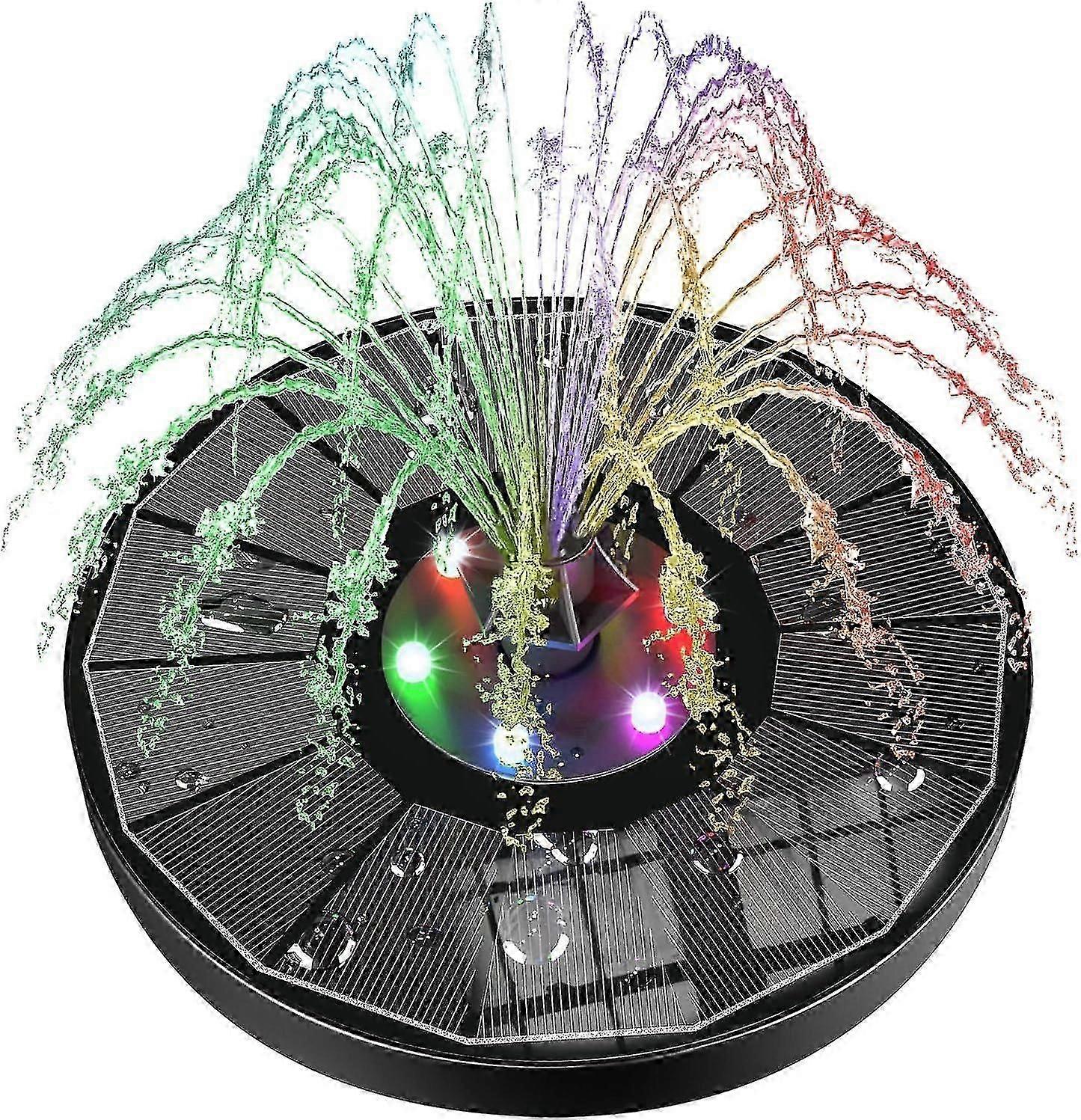 SZMP Solar Fountain Upgraded 100% Glass Panel, 3.5W Floating Solar Powered Water Pump Built-in 2000 Battery with 7 Nozzles & 4 Fixers, Solar Bird Bath