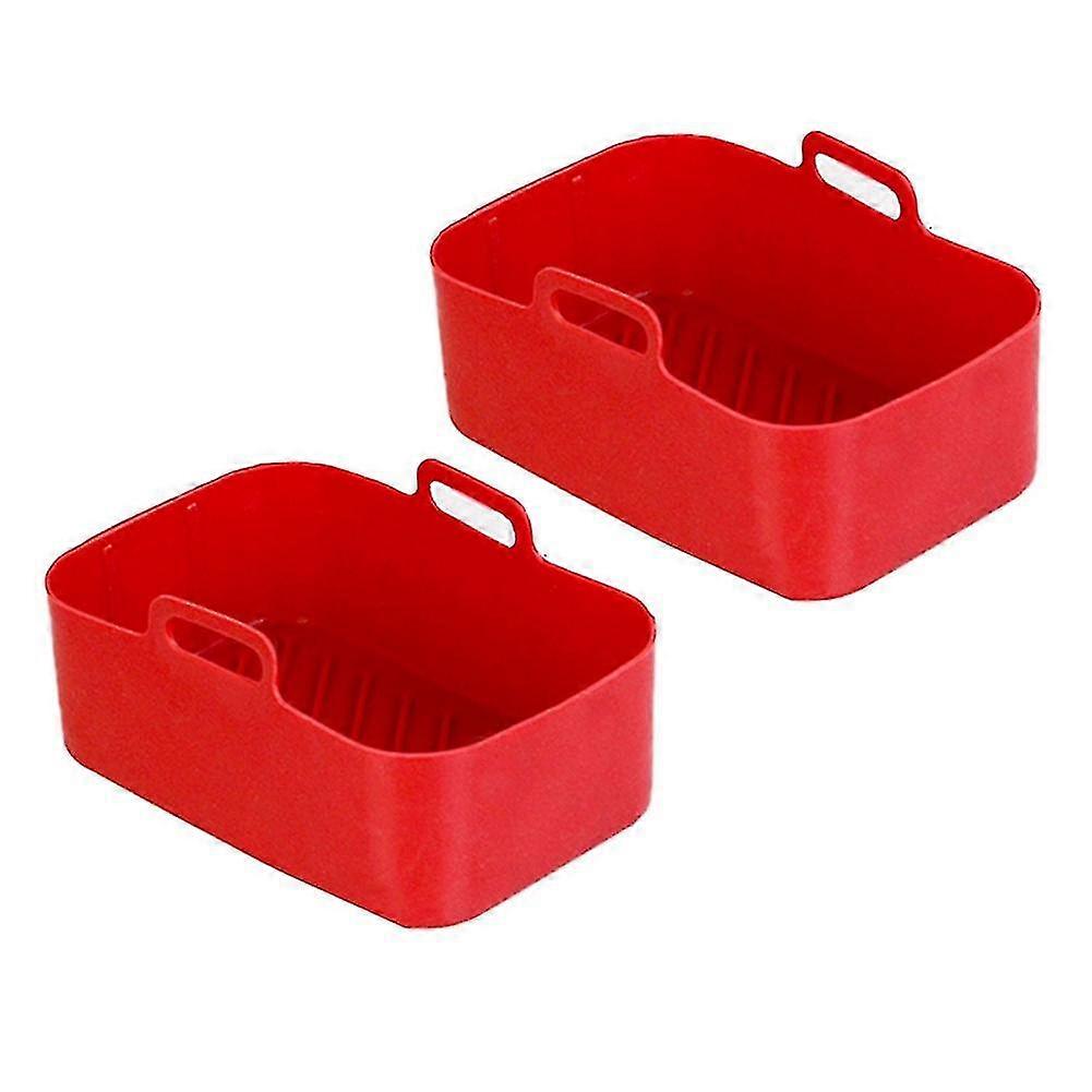Silicone Basket Tray for Frying & Baking: Dual Basket Insert Dish Accessory, Compatible with Ninja Dz201 Red