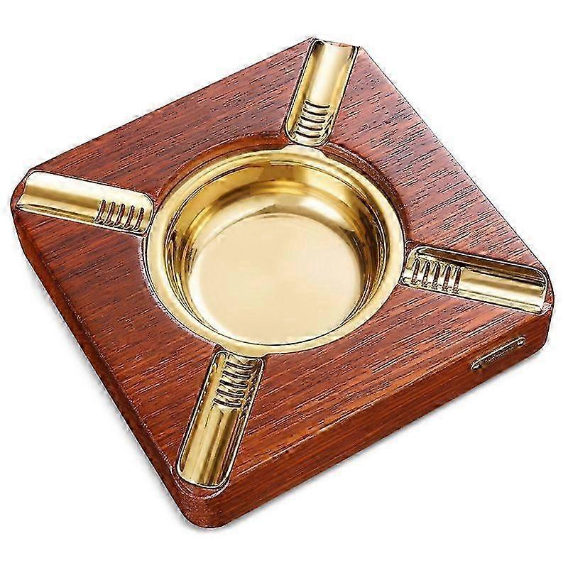 Solid Wood Four-Mouth Cigar Ashtray
