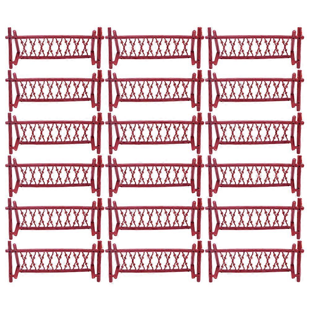 25pcs Dark Red Mini Plastic Fences for Doll House Decoration and Fairy Garden Crafts