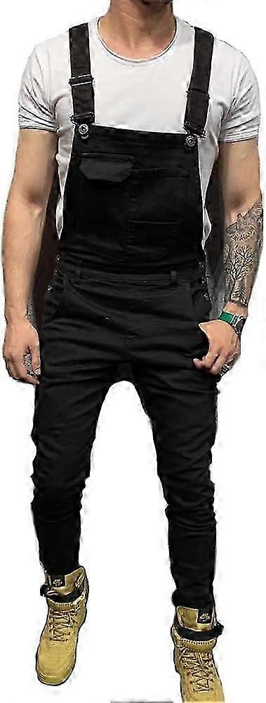 Erkekler Kot Tulumlar Sokak Sıkıntılı Denim Önlük Tulum Erkek Rahat Jartiyer Pantolon
