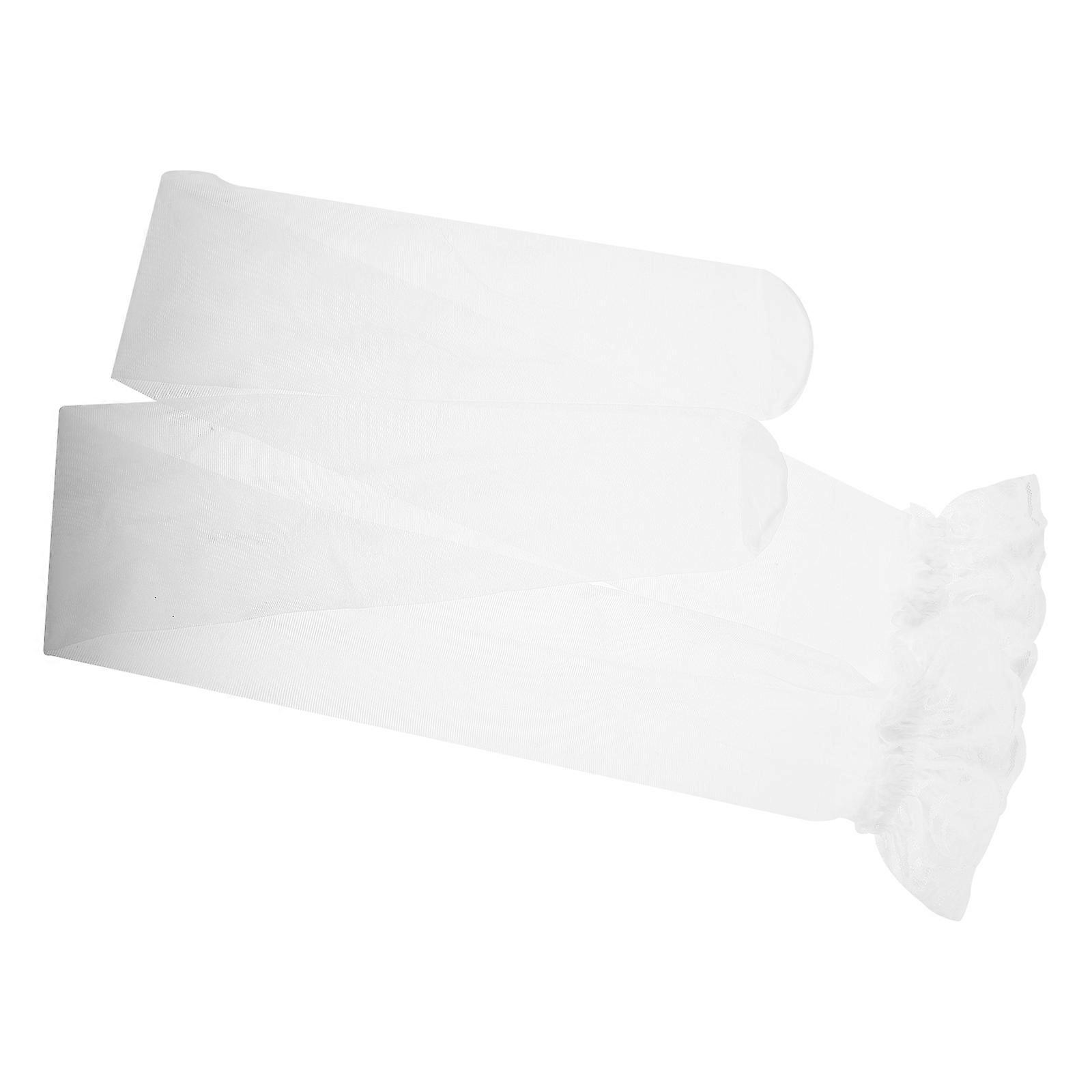 Lace Thigh High Stockings for Women's with Silicone Antislip Strip and Elegant Lace Trim in White, 2 Pairs