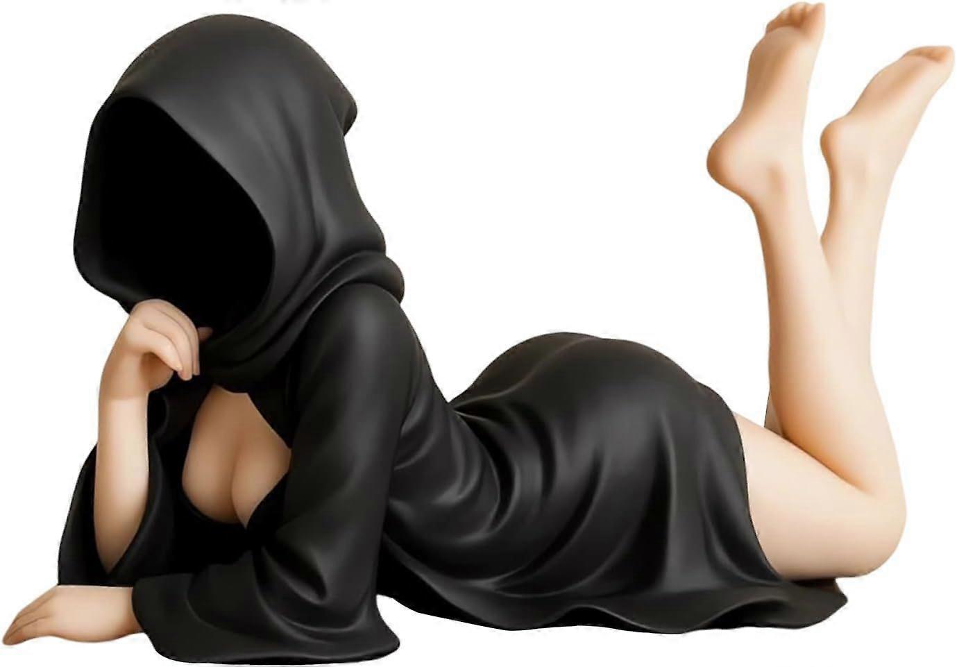 Mystical Gothic Statue - Sexy Sculpture of a Person in Black Robe for Home and