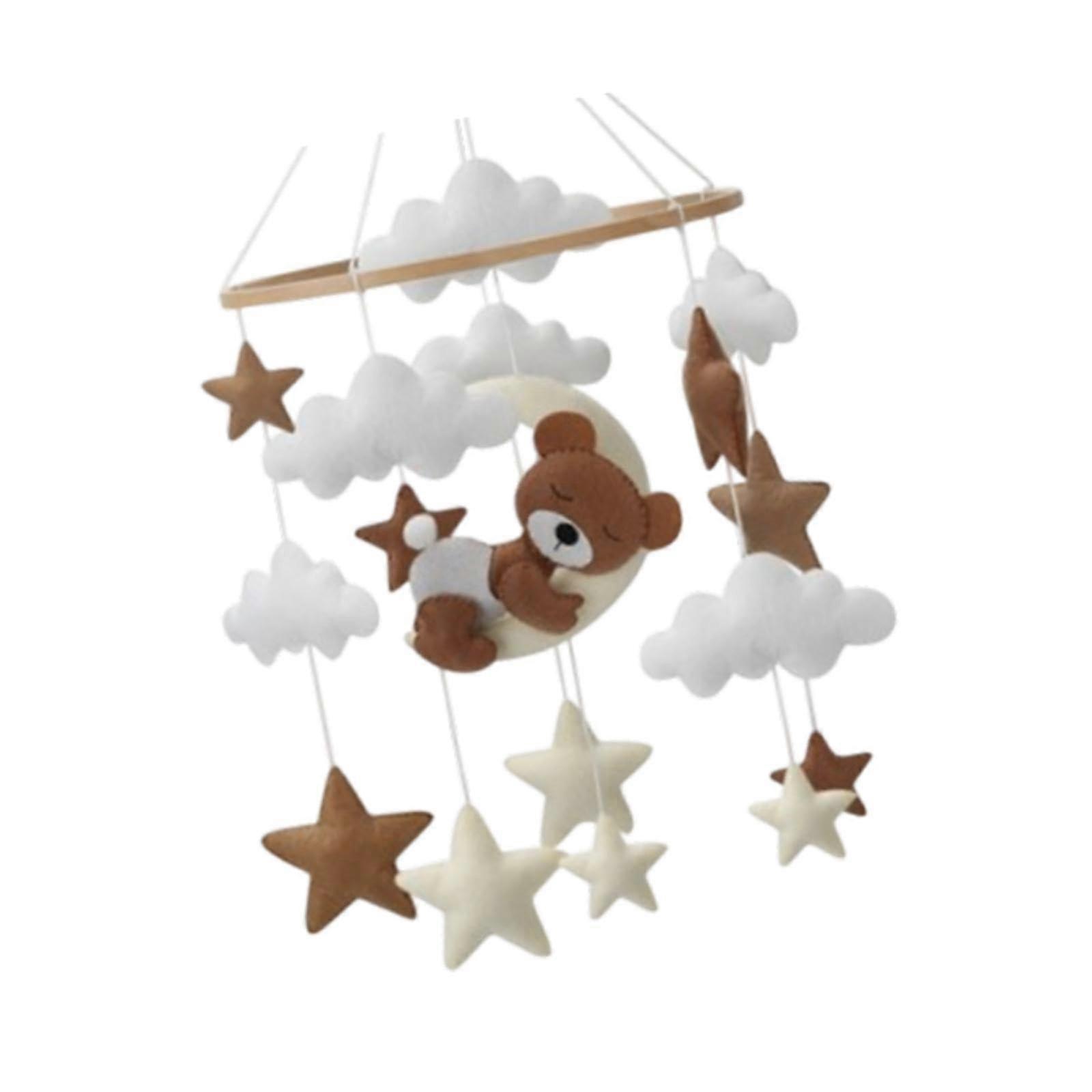 Baby Mobile Hanging Creative Sensory Toy Photography Props Wooden Wind Chime Belly Bear 23x45 cm