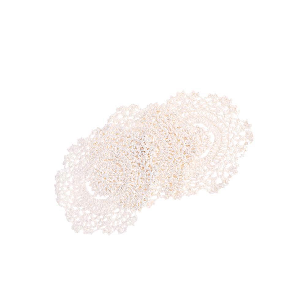 Handmade Round Coasters Lace Cup Mat for Tabletop Items White Washable 3Pack