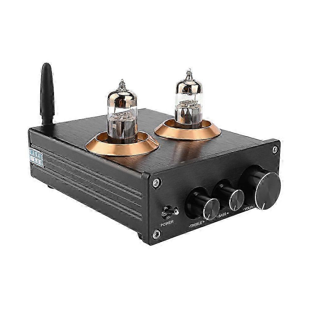 Buffer HiFi 6J5 Bluetooth 4.2 Rörförstärkare Stereoförstärkare med Diskant-Bas-Tonjustering (Svart)