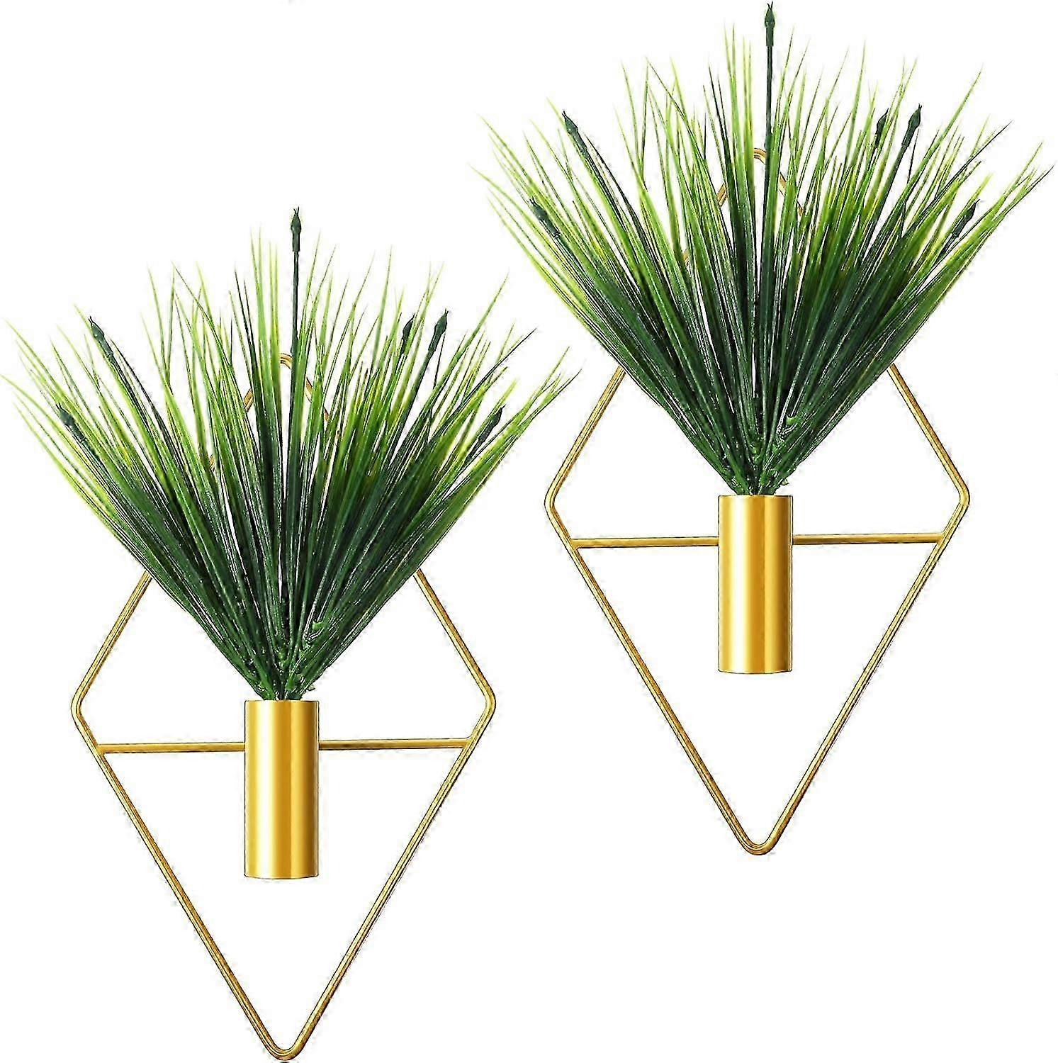 2 Pieces Diamond Shape Hanging Planters with Artificial Aquatic Pla...