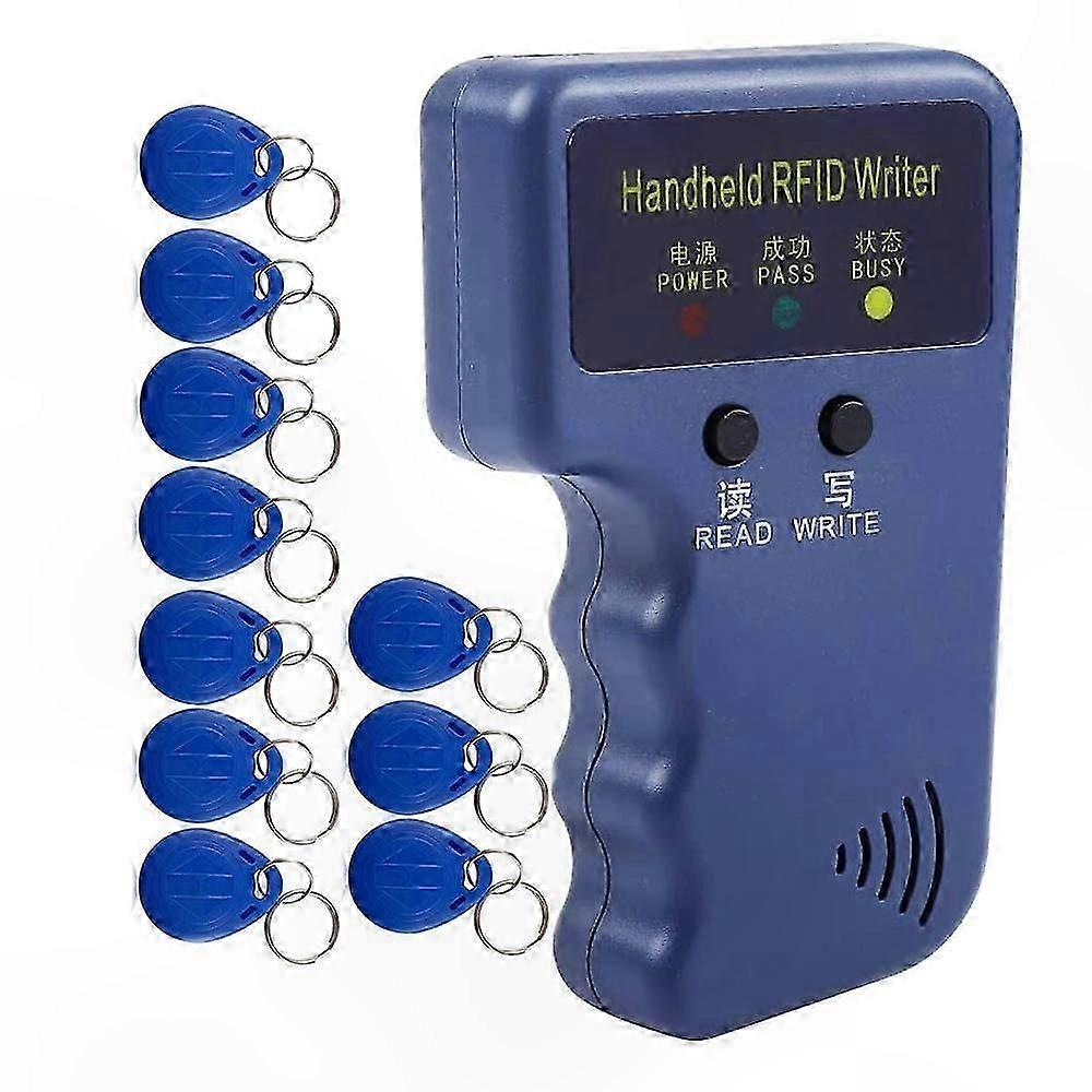 Portable RFID Reader Writer with 10pcs, 125KHz ID Card Duplicator and Programmer for Access Control Systems
