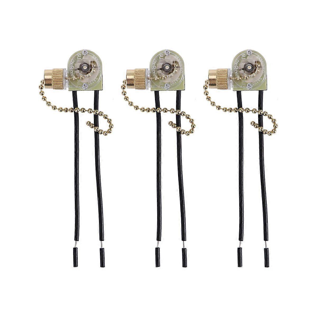 3Pc Fan Switch Pull Chain Ceiling Fan Replacement Pull Chain Switch Golden