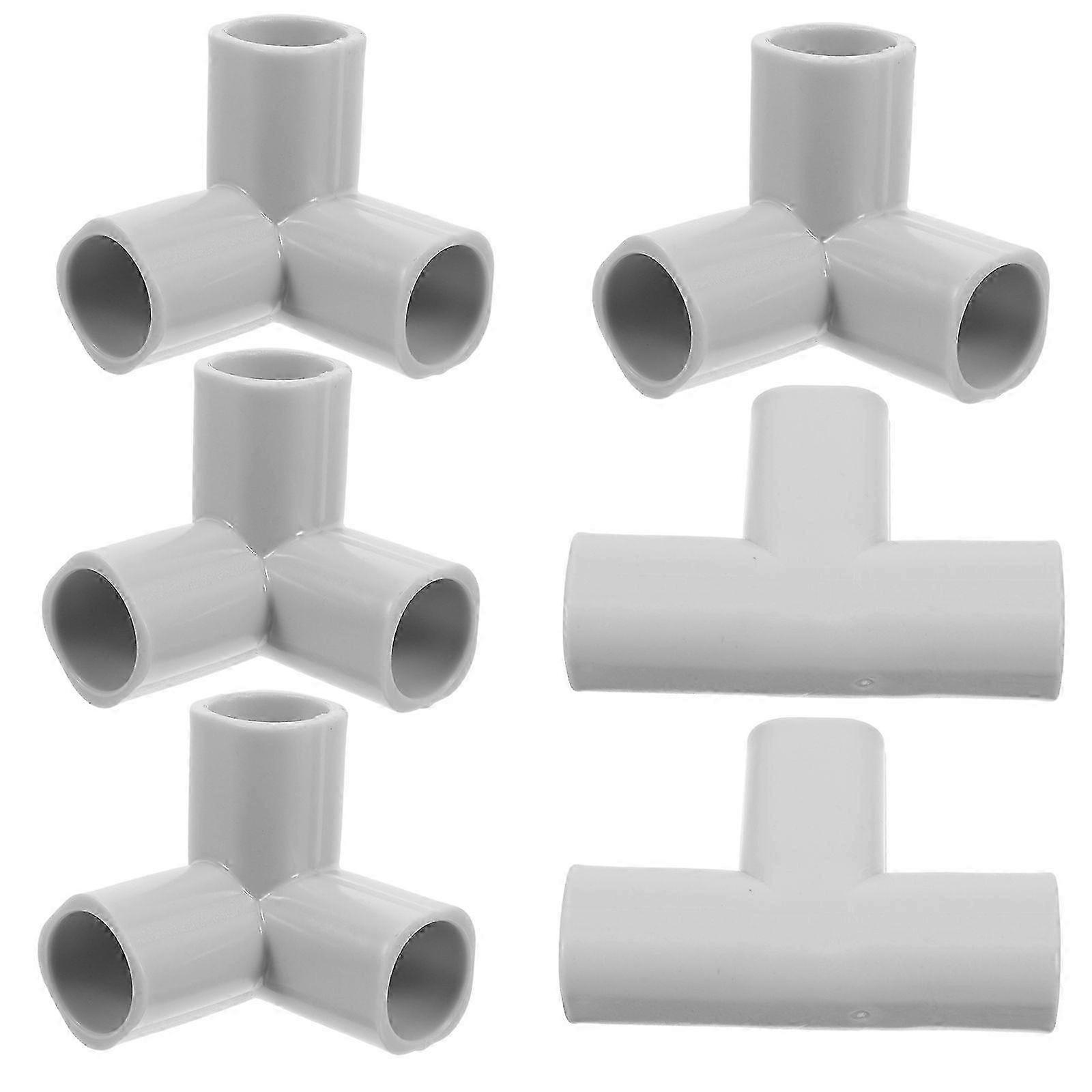 6pcs Game Fence Connectors, Three-Way Pipe Fitting, Corner Adapter, Triangle T-Shaped, Dark Grey