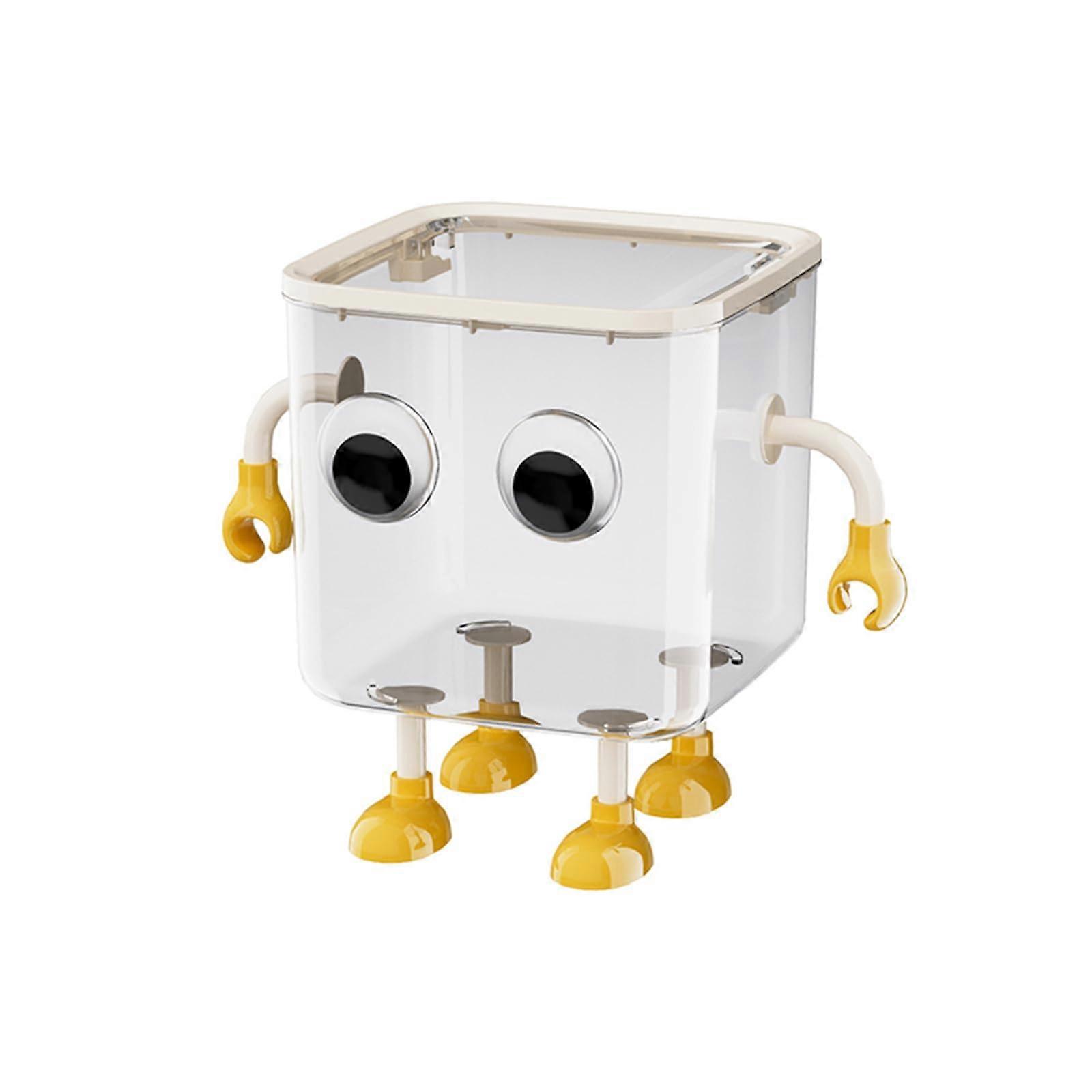 Transparent Desktop Trash Can Covered Waste Paper Basket Size L Clear Plastic Storage Bucket Office Desk Trash Bin