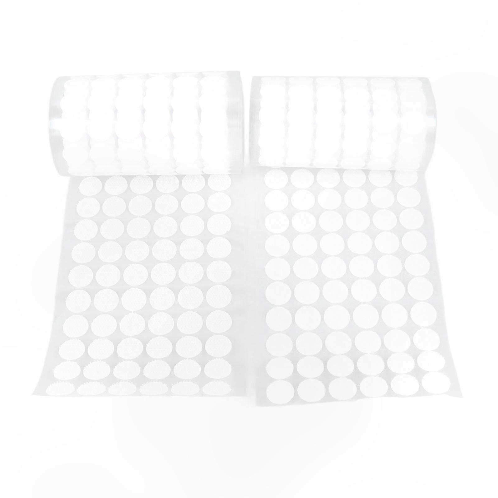 White Self-Adhesive Hook and Loop Dots, 1.5cm, 504 Pairs, 2 Rolls