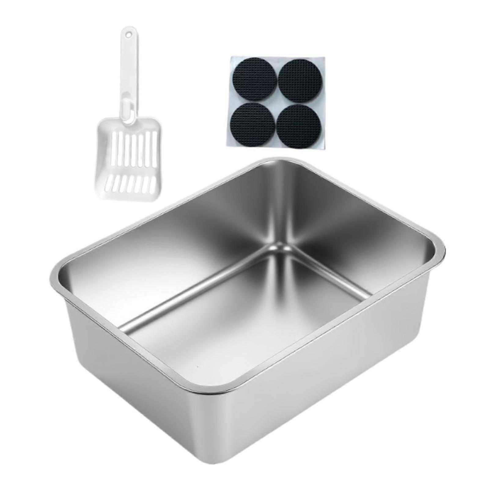 Cat Toilet Sides Litter Box With Nonstick Surface 60x40x10cm Portable Scooper Included