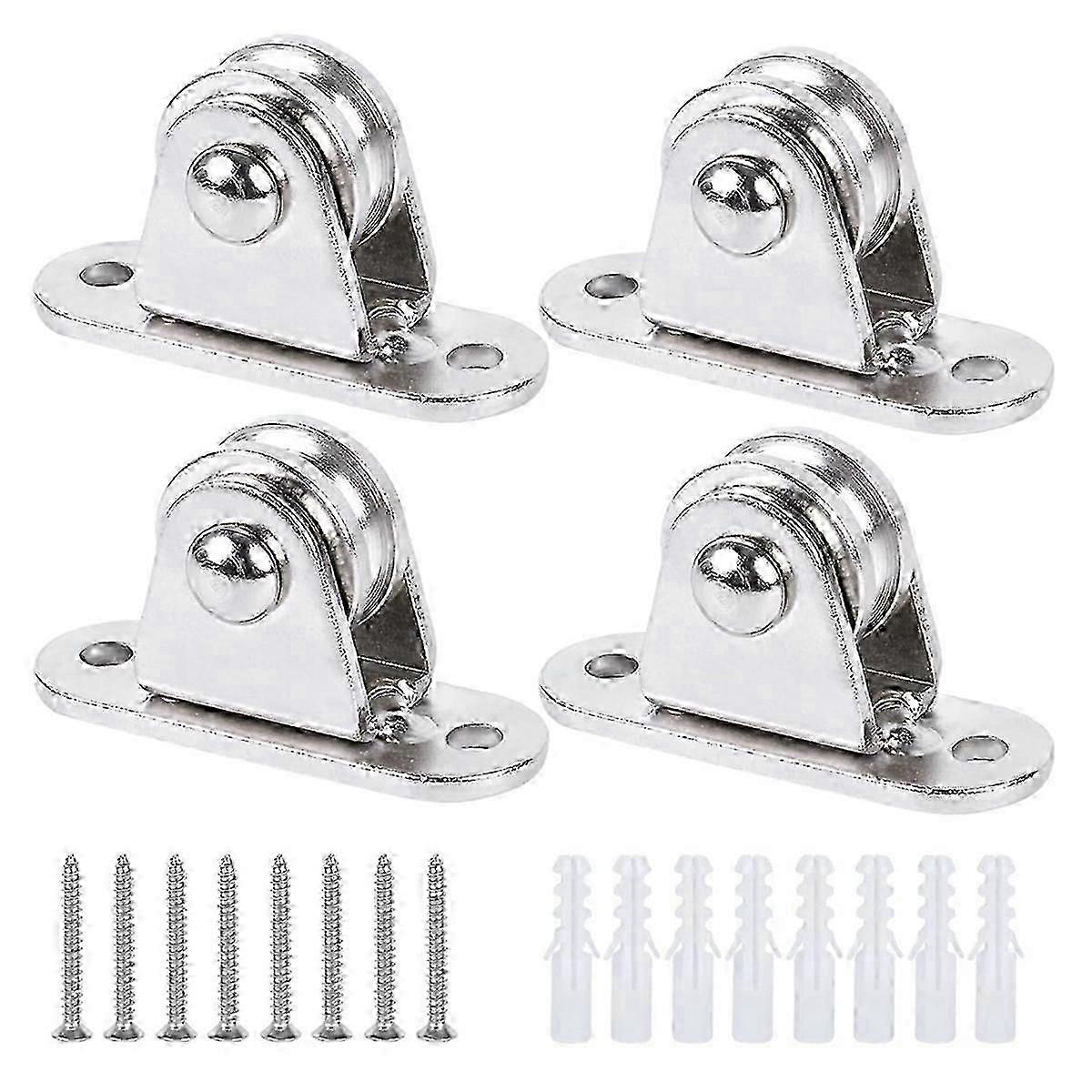 1 Inch Mini Duplex Pulley Roller Frictionless Silent Wheel - 1 Set