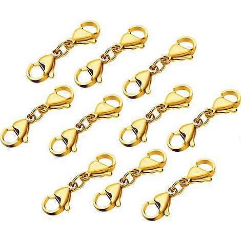 10 Pieces Jewelry Connector Double Replacement Lobster Clasps (Gold)