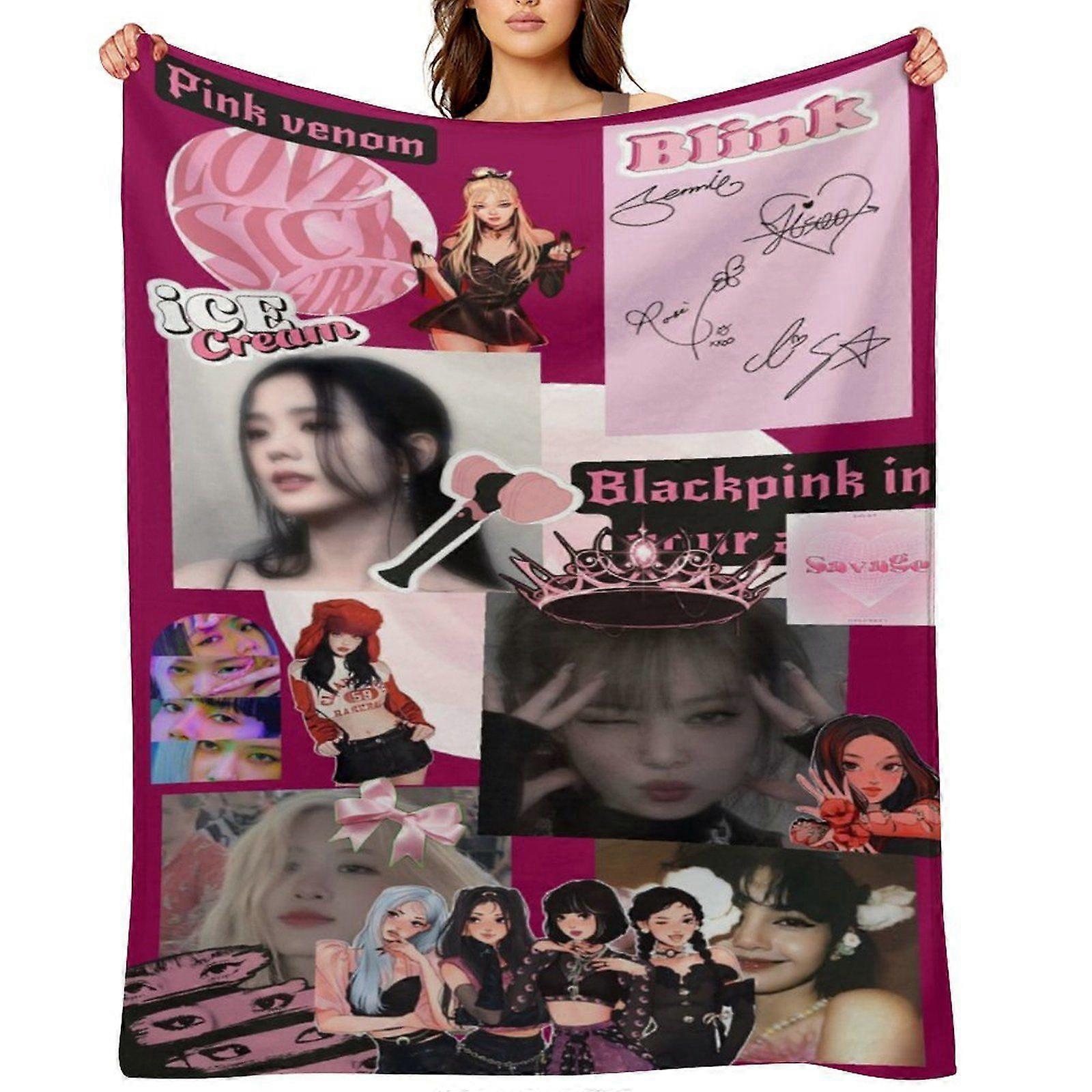 BLACKPINK رمي بطانية هدية ، بطانية من الفانيلا ، مناسبة للرجال والنساء ، مناسبة لجميع الفصول ، بطانية دافئة ، ديكور منزلي (321) 125x100 سم