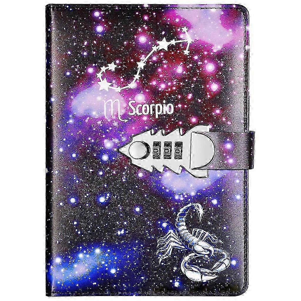Locking Diary Combination Lock Journal Constellation Writing Diary A5 Notebook