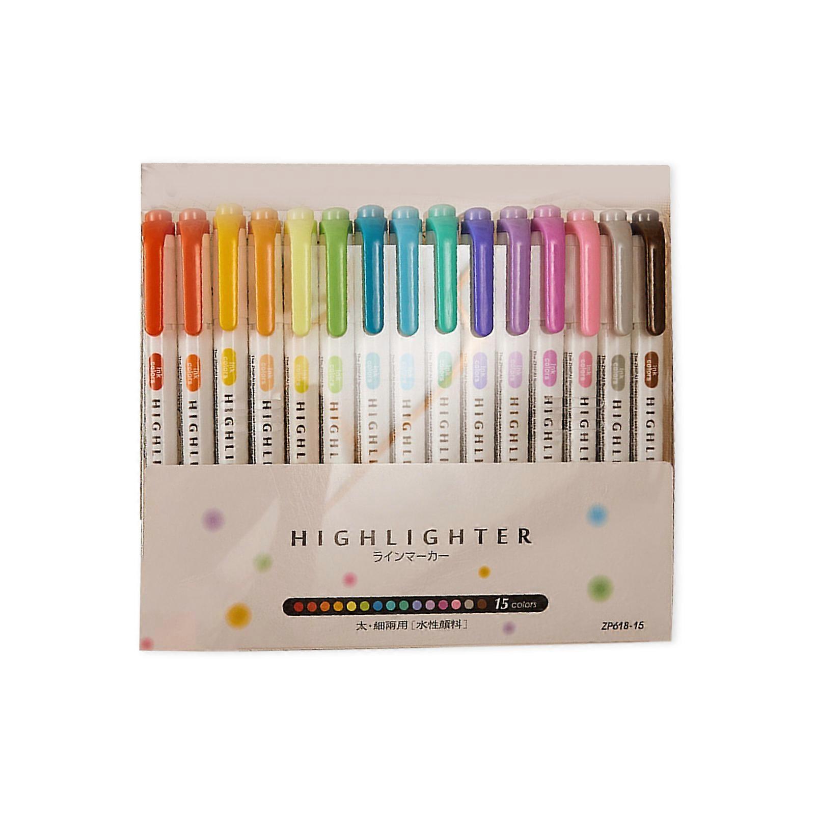 Double Ended Highlighter Pen 10/15Color Fluorescent Marker For Notebook Planner Journal Note Taking Highlighting Drawing Multicolor