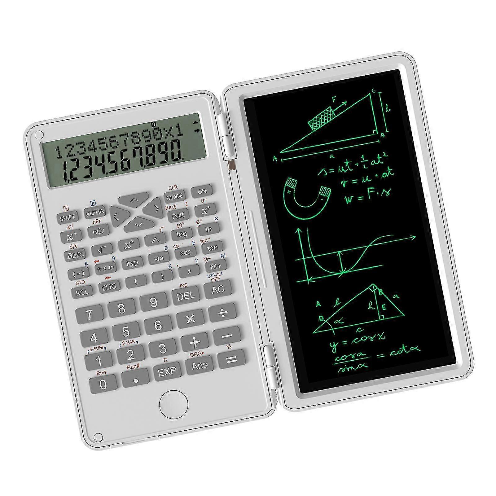 Scientific Calculator with Erasable Writing Board 240 Functions 2 Line LCD Display Foldable Financial Math Calculator School Supplies for Middle High