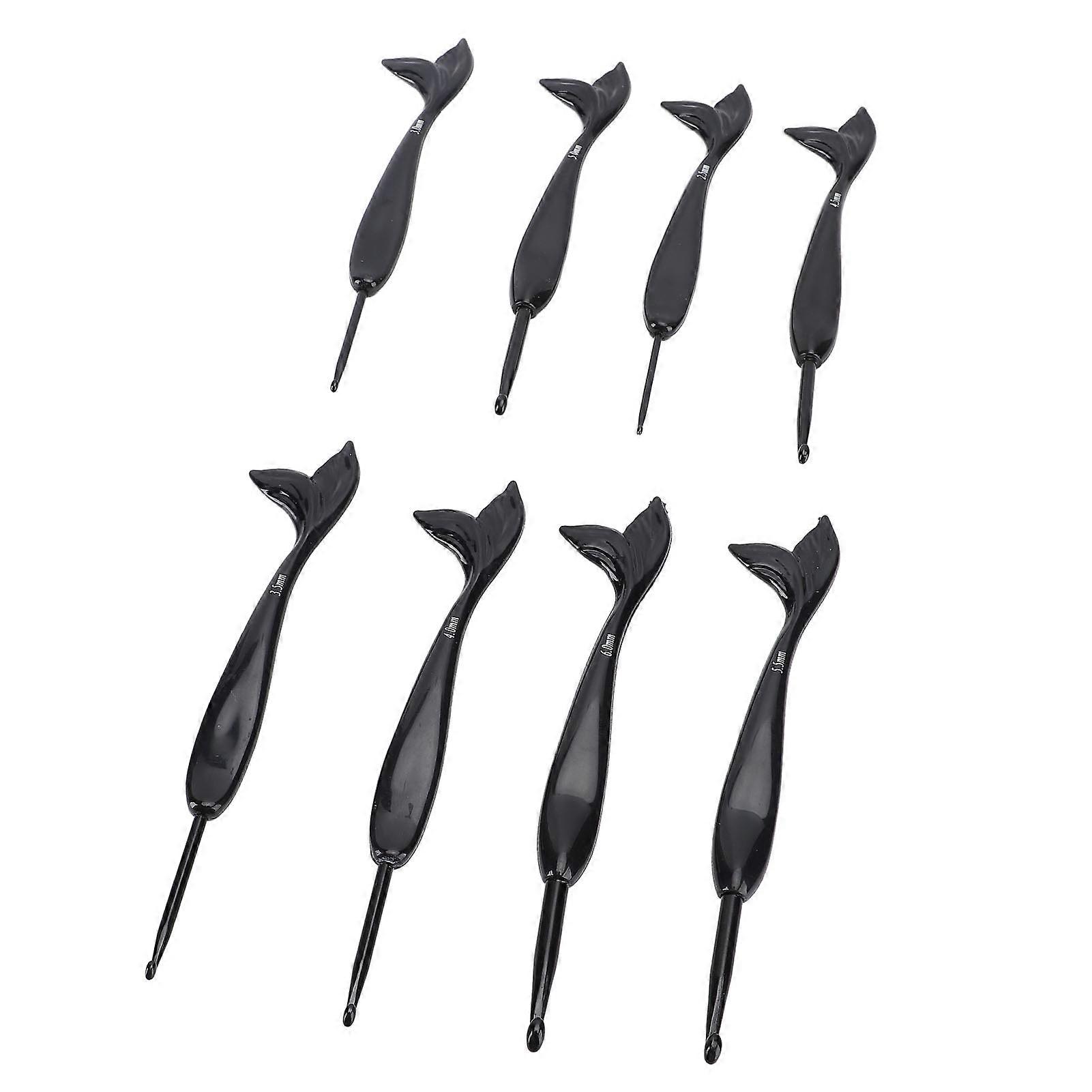 8 Pcs Crochet Hook Set 2.5-6mm Ergonomic Fish Tail Handle Black