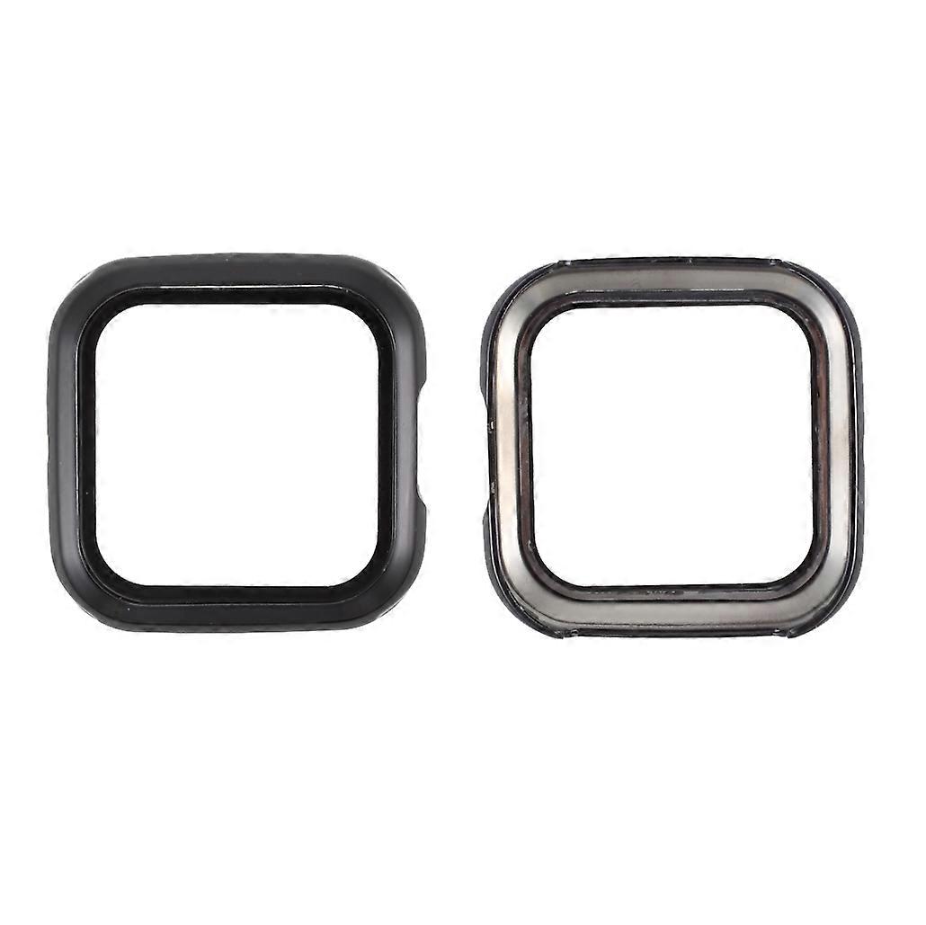 Electroplating Frame+Tempered Glass Protector Cover PC Case for Fitbit Versa 2 - Black