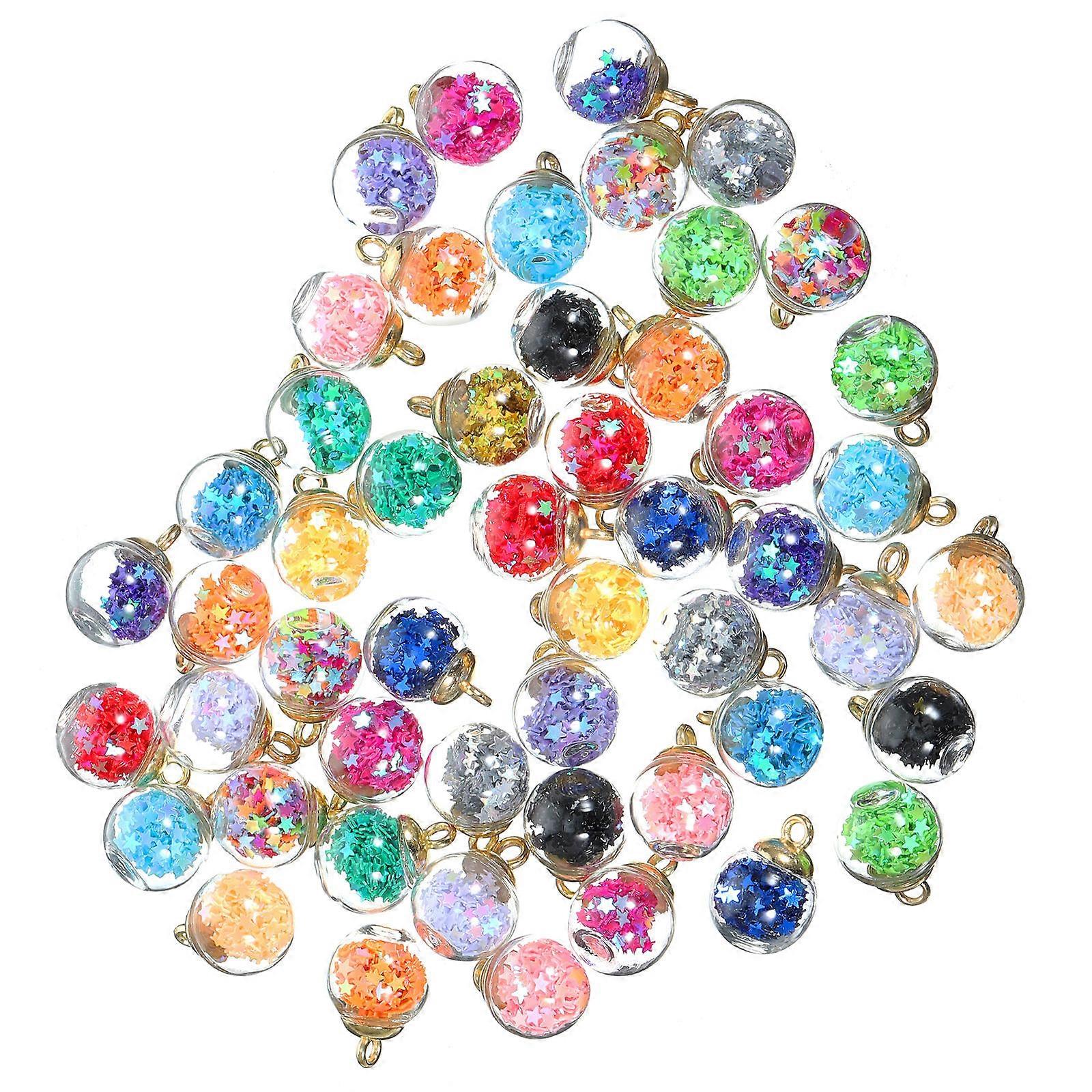 Glass Ball Earring Charms Handmade Ornaments for DIY 50Pcs