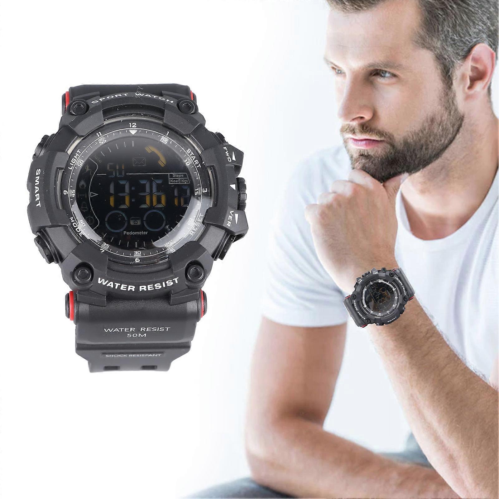 Men Digital Watch LED Backlight Bluetooth Timer Pedometer Waterproof