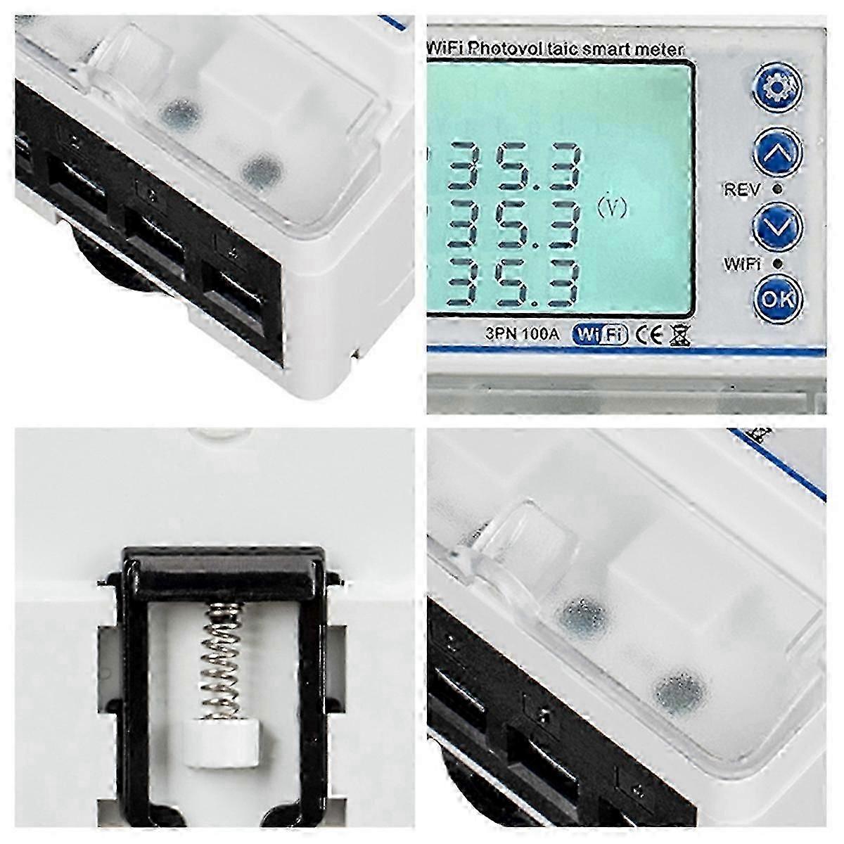 Suitable for 3 Phase 380V 100A WiFi Smart Bi-Directional KWh Meter with Voltage Protector-JC