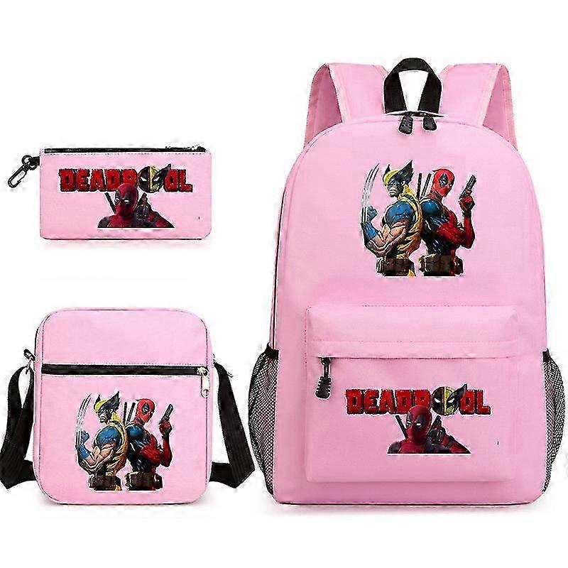 Deadpool & Wolverine School Backpack Set with Pencil Case & Shoulder Bag Three-Piece Collection_ Set for Kids Back to School Must Have