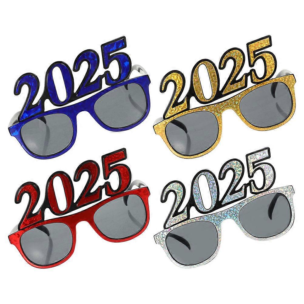 New Year Party Eyeglasses Rhinestone Eyewear New Year Party Pc Assorted Color for Photo Prop 4Pcs