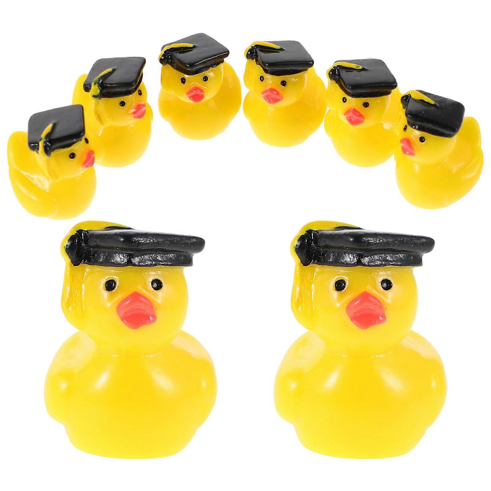 Mini Resin Figurines Graduation Decoration with 24Pcs Mini Ducks for Home