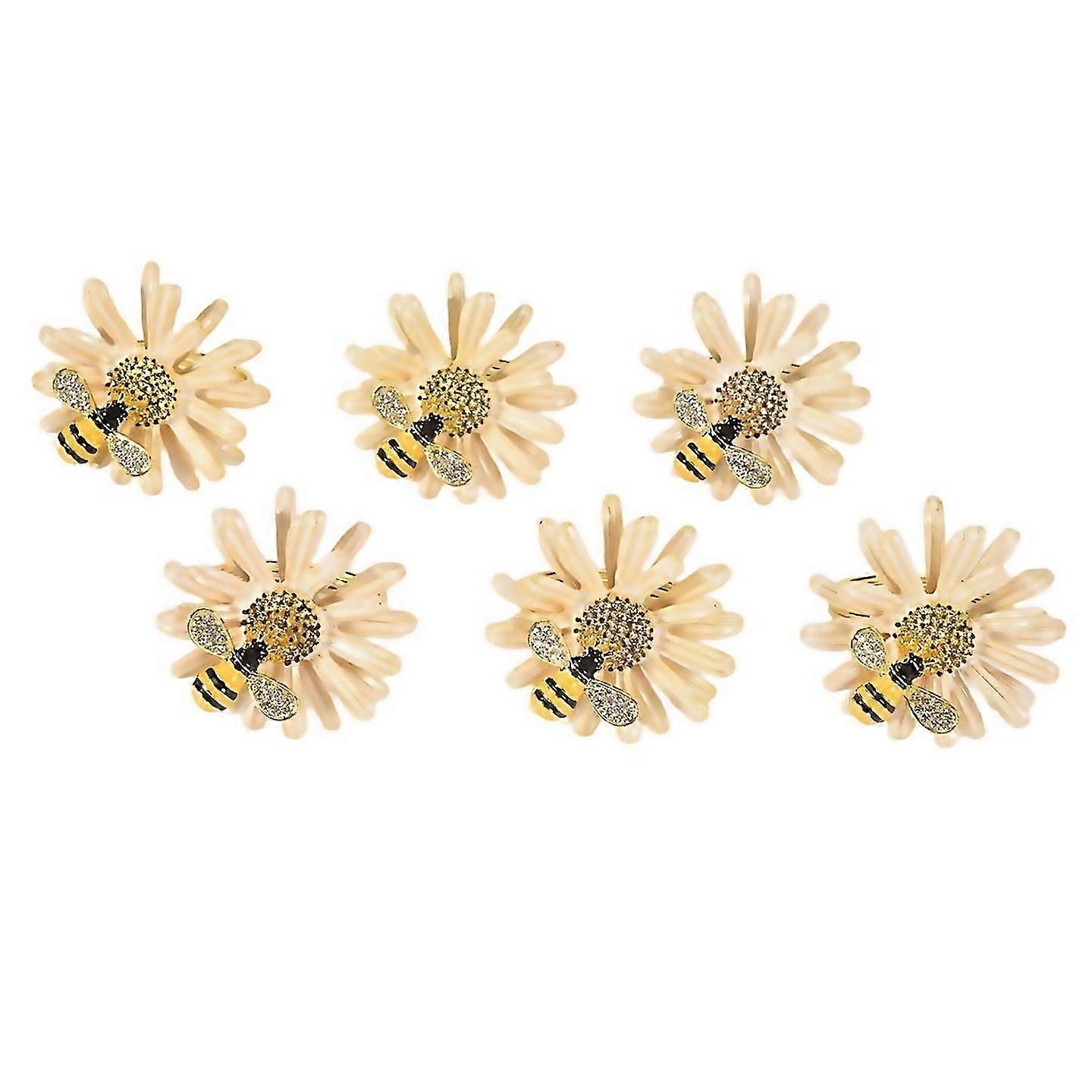 For Set Of 6 Daisy Sunflower Napkin Rings Bee Napkin Ring Holders For Formal Or Casual Dinning