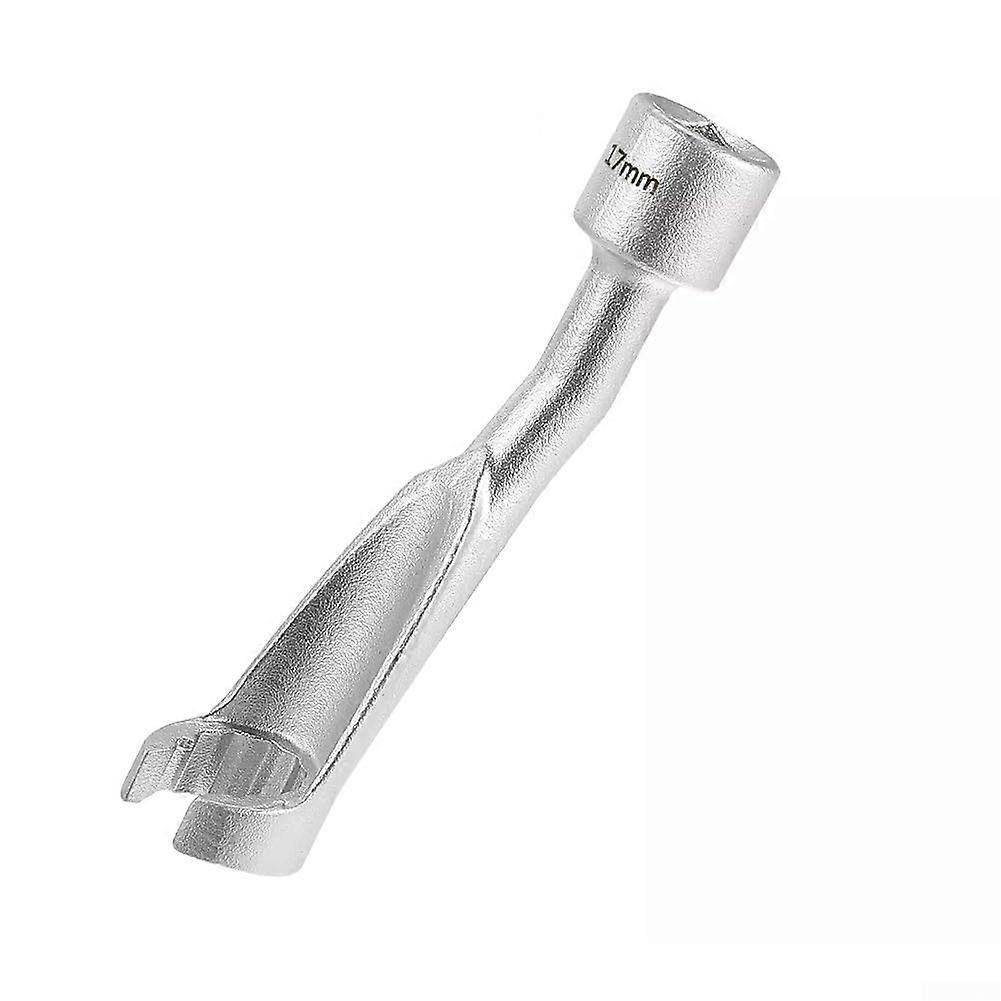 Manual Oil Pipe Wrench 17Mm L Type Fuel Line Socket Nut Wrench Compatible with Various Vehicle Models Silver Finish