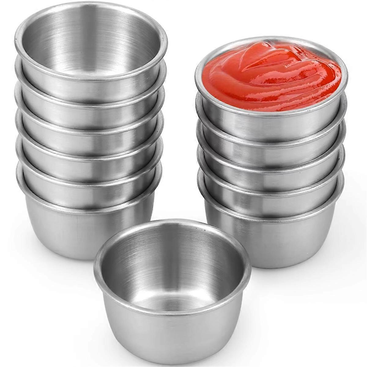 12 Pcs Stainless Steel Sauce Dipping Bowls Set, 45ml Mini Reusable Seasoning Cups for Condiments, Snacks, Appetizers