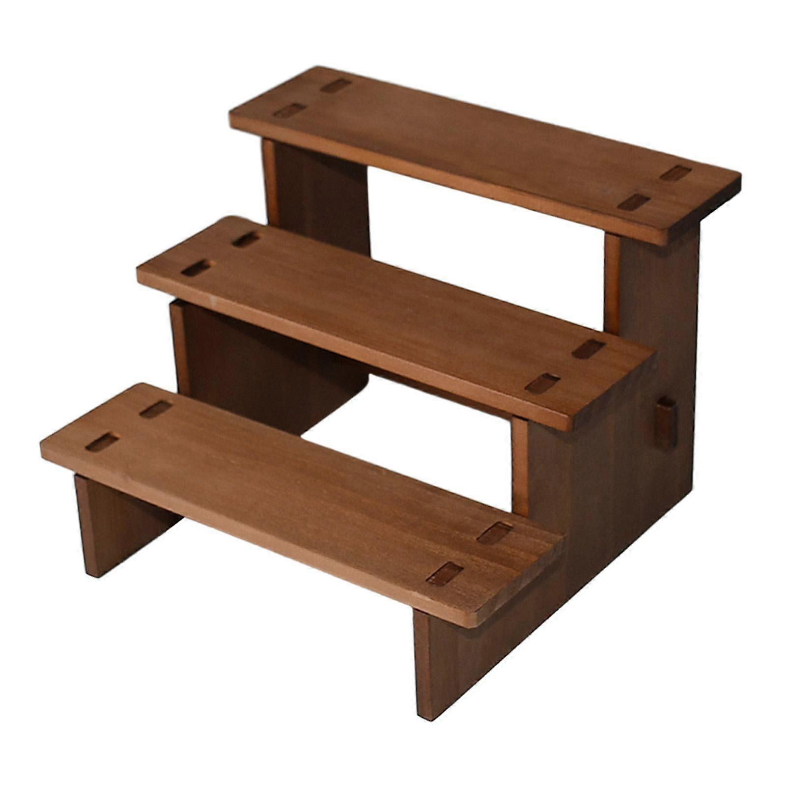 Sharplace Wood Display Riser Collectibles Display Stand Desktop Decoration Jewelry Organizer Rack Showcase Fixtures for Figures Bedroom 3 Layer 20cm