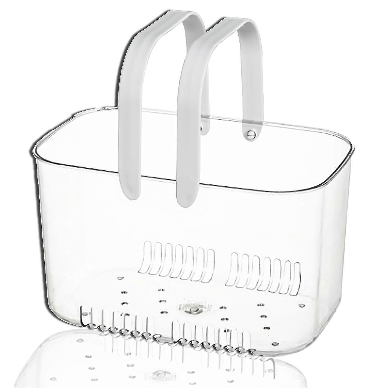 Shower Basket Large Capacity Portable Bathroom Storage Basket Transparent Hollow Design Minimalist Style for Dorms