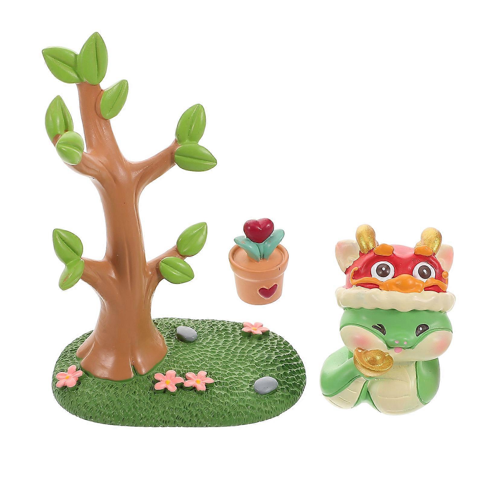 Resin Snake Decor Cute Design Home Office Decoration 4.2X2.8X0.2in Assorted Color Relaxation 1 Set