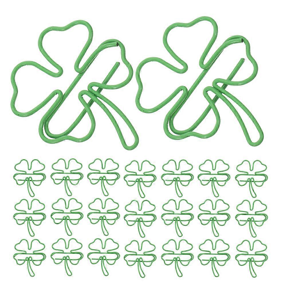 Light Green Shamrock Paper Clips Metal Bookmarks for Office 200Pcs