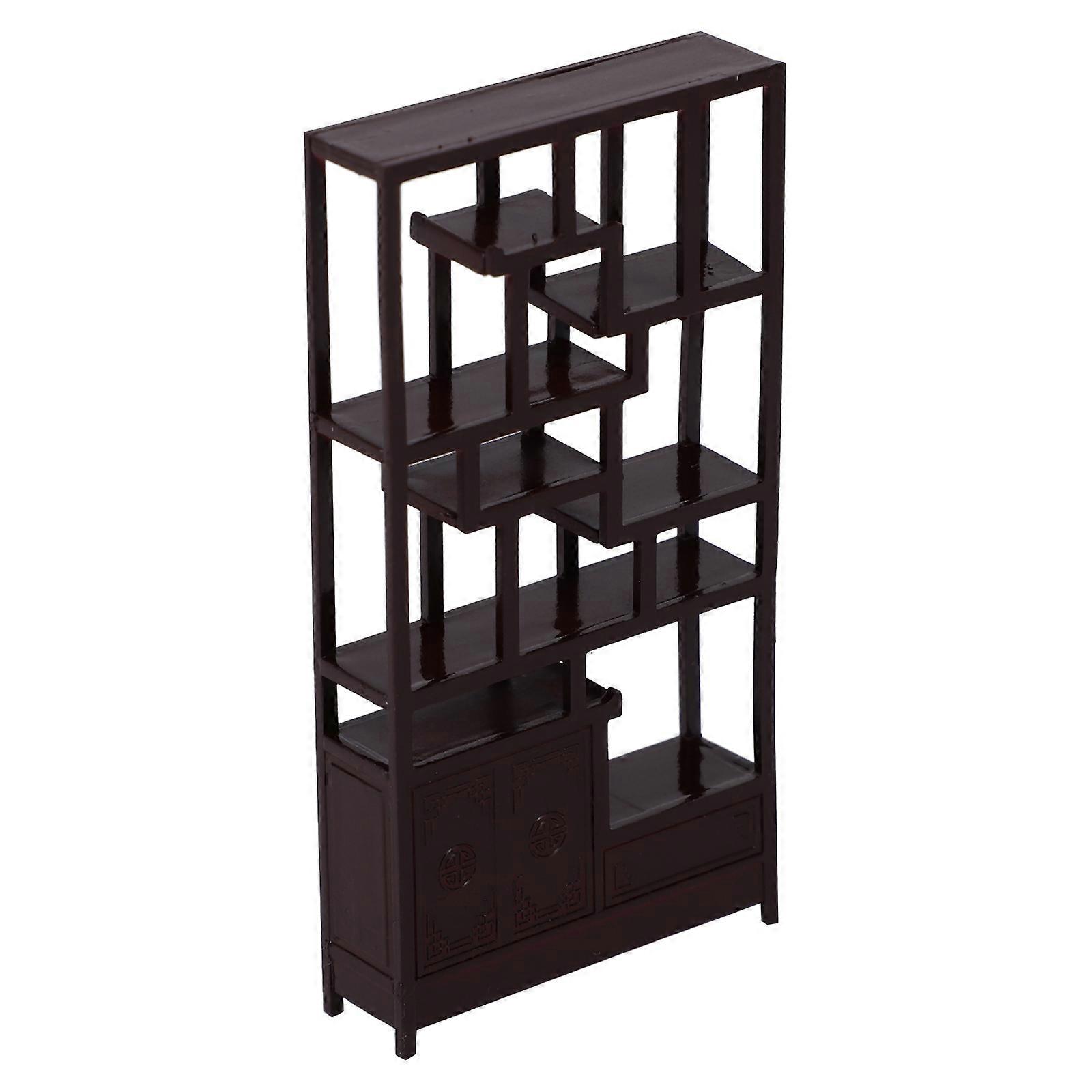 Mini House Bookshelf Plastic Display Rack for Decoration 4Pcs Coffee ABS