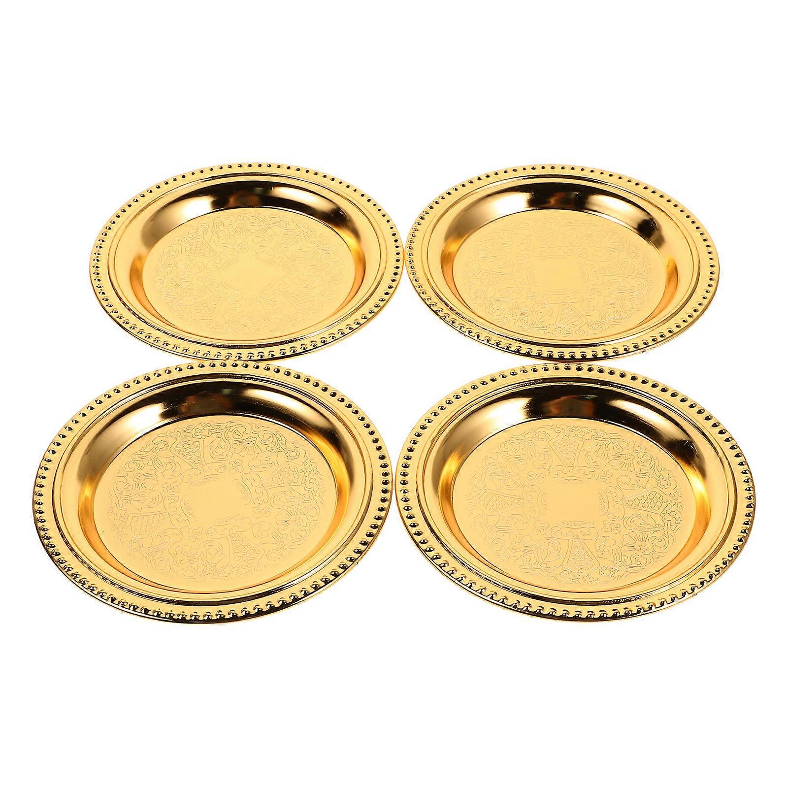 Golden Round Serving Plate Serving Tray for Dessert 12Pcs Multifunctional