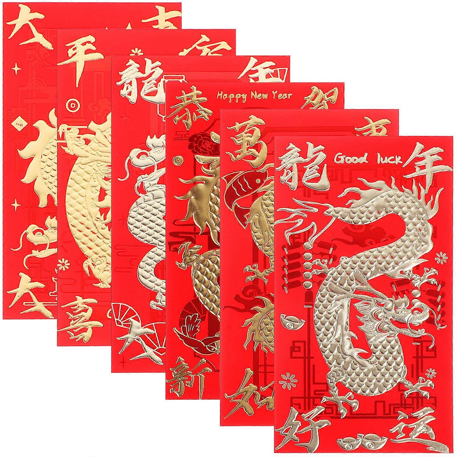 Chinese Red Money Envelopes 120Pcs Ideal For Gift Giving During Lunar New Year 2024 With Unique Dragon Patterns For Family And Friends