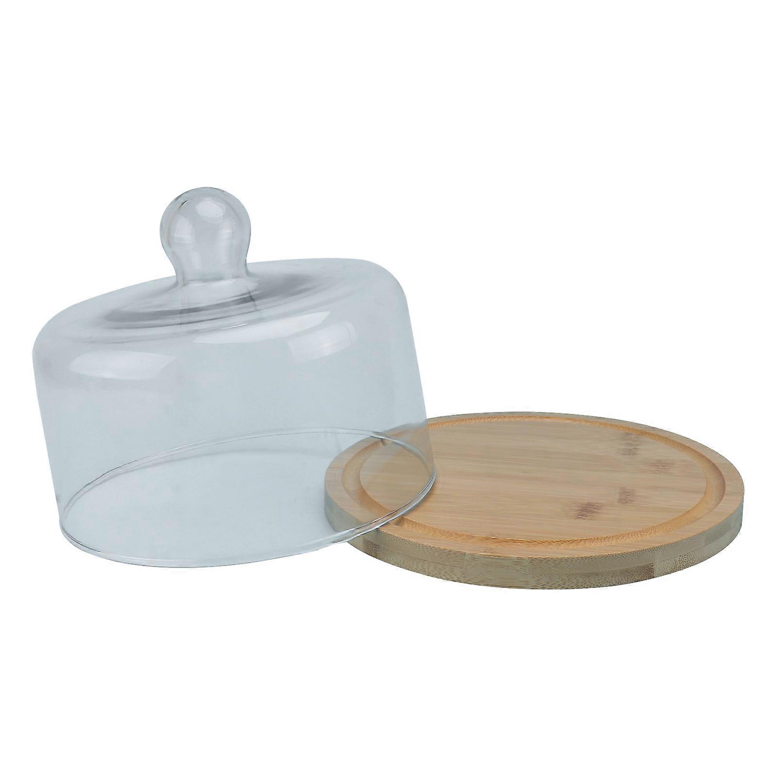 Dessert Display Tray Khaki Small Size Glass Cover For Food Serving Hygiene Maintenance 1 Set